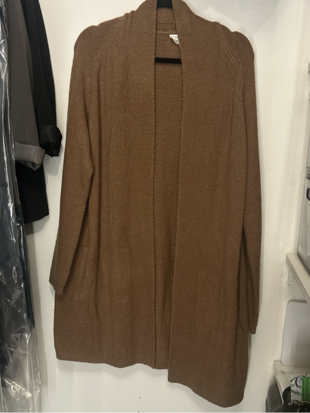 LAWLESS Open-Front Camel Brown Cardigan Sweater